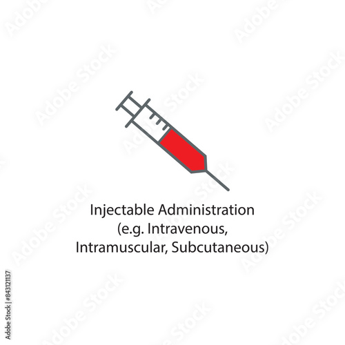 Diagram showing Oral Administration -Injectable Administration -  Intravenous, Intramuscular, Subcutaneous - drug delivery route scientific illustration.