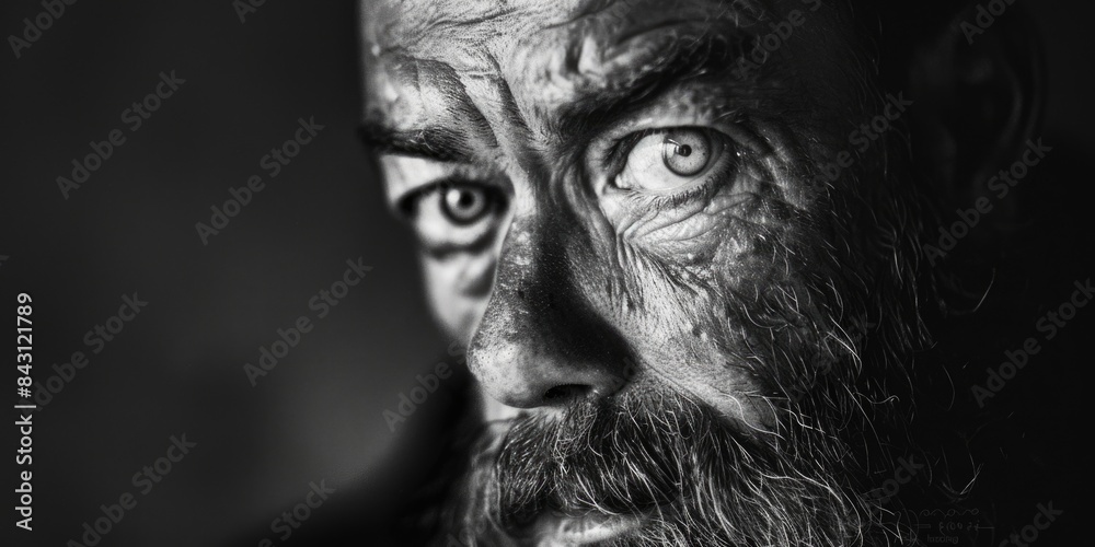 A black and white photo of a man with a beard, suitable for use in articles or profiles A black and white photo of a man with a beard, suitable for use in articles or profiles