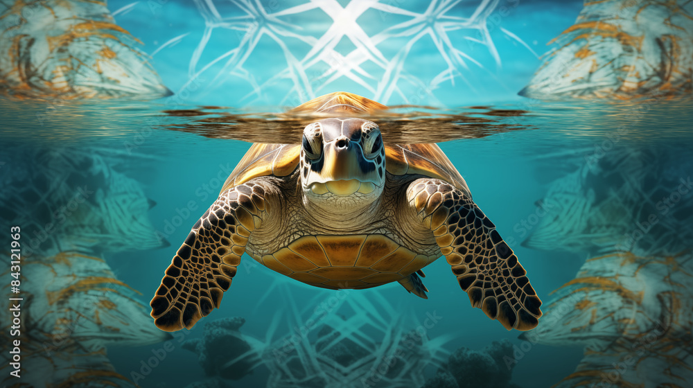 Obraz premium Abstract Turtle Image Pattern Background, Texture, Wallpaper, Background, Cover and Screen of Cell Phone, Smartphone, Computer, Laptop, 16:9 Format - PNG