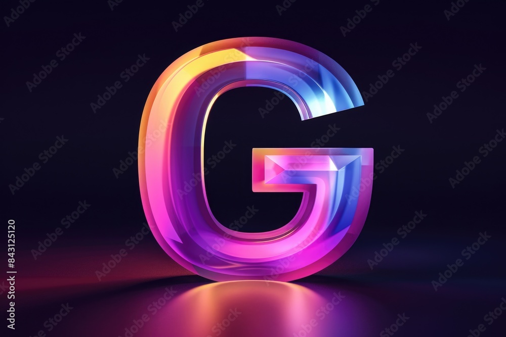 A single letter 'G' illuminated in a dark environment A single letter 'G' illuminated in a dark environment