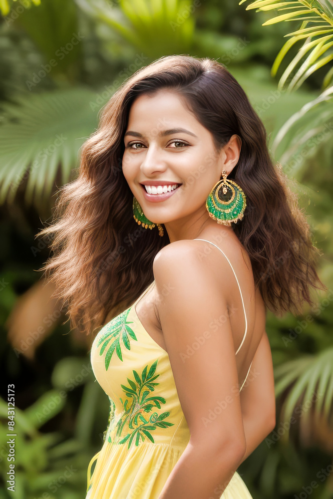 Retrato de una hermosa mujer brasileña en verano