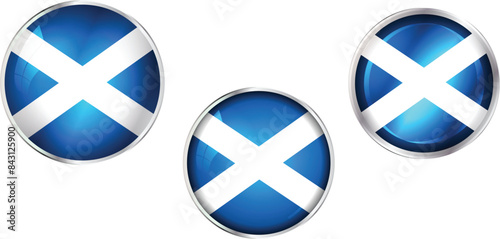 Round national flag pin of Scotland.Circular vector flag of Scotland