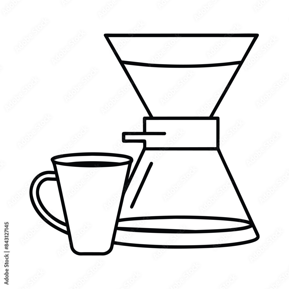 Pour Over Coffee Maker with Mug Vector Illustration Pour Over Coffee Maker with Mug Vector Illustration