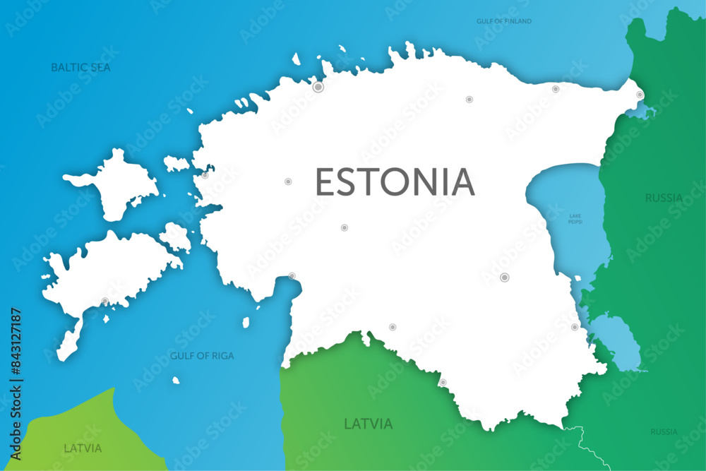 High quality color map of Estonia paper cut High quality color map of Estonia paper cut