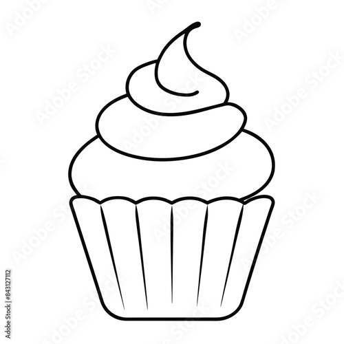 Detailed vector illustration of a cupcake with frosting