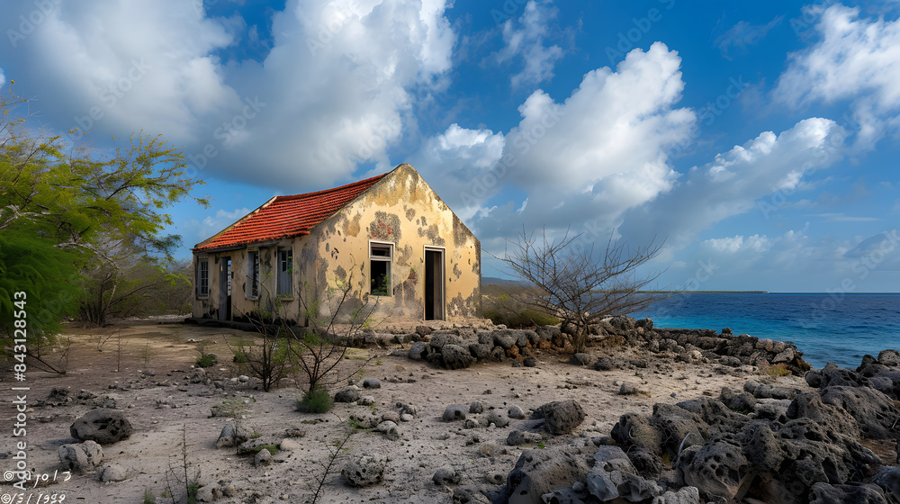 slave's house. Bonaire with blue clear sky slave's house. Bonaire with blue clear sky