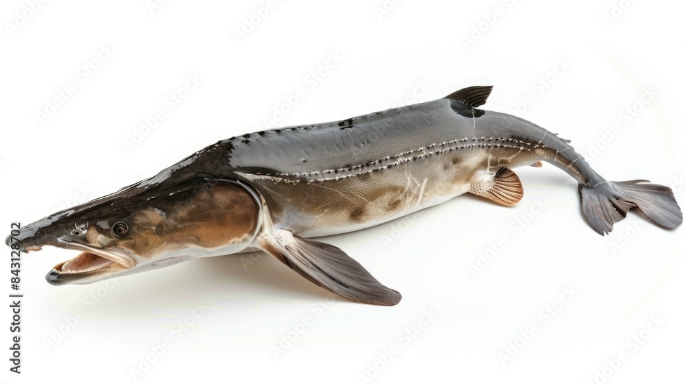 Naklejka premium A fish resting on a white background