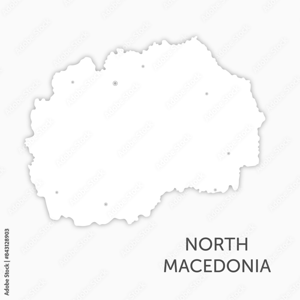 High quality withe map North Macedonia paper cut High quality withe map North Macedonia paper cut