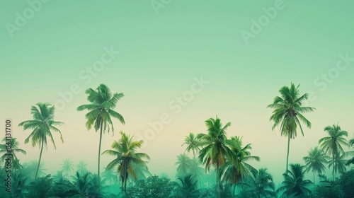 Lush Tropical Landscape with Vibrant Emerald and Turquoise Gradients