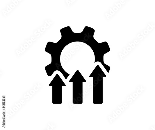 Gear and arrows up icon. Operational excellence. System upgrade icon, gear with arrow, update process, install software vector design and illustration. 
