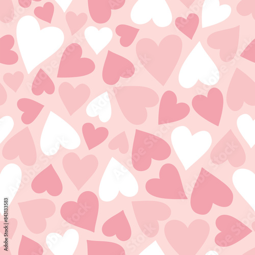 Seamless pattern with hearts. Vector illustration on pink background. Valentine pattern. It can be used for wallpapers, cards, wrapping, patterns for clothes and other. photo