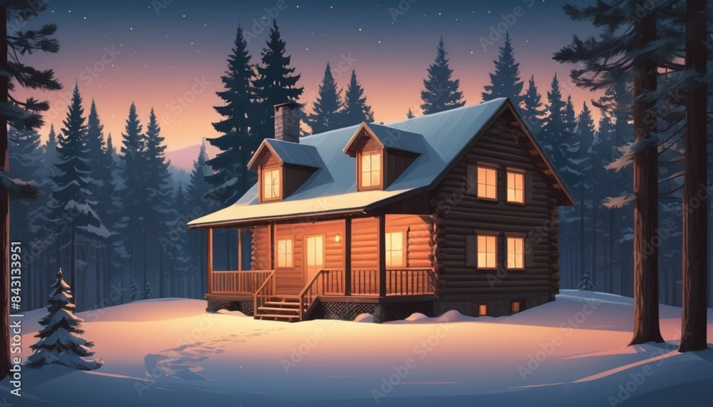 Hidden among the firs, this hideaway exudes a sense of peaceful isolation. The winter landscape, with its muted colors and crisp air, provides a perfect backdrop for the house's rustic elegance. Hidden among the firs, this hideaway exudes a sense of peaceful isolation. The winter landscape, with its muted colors and crisp air, provides a perfect backdrop for the house's rustic elegance.