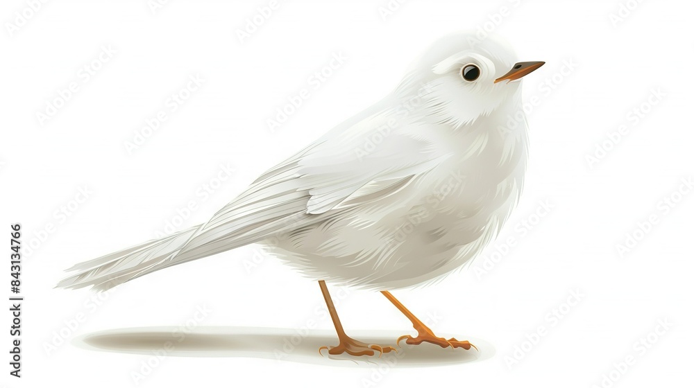 Obraz premium A close-up photo of a bird perched on a white background with shadows of the bird below and above