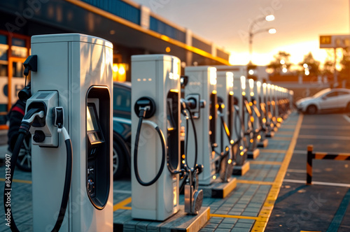 Row of electric car charging