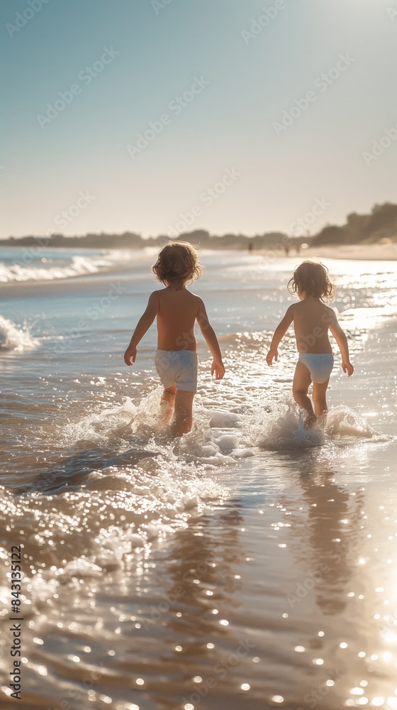 Minimalistic and elegant summer activities, featuring children playing on the beach, isolated on a white background. The clean design highlights the vibrant and joyful atmosphere.
Minimalistic and elegant summer activities, featuring children playing on the beach, isolated on a white background. The clean design highlights the vibrant and joyful atmosphere.