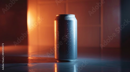Aluminum can mockup, blank for design. Merchandise advertising. Background with copy space