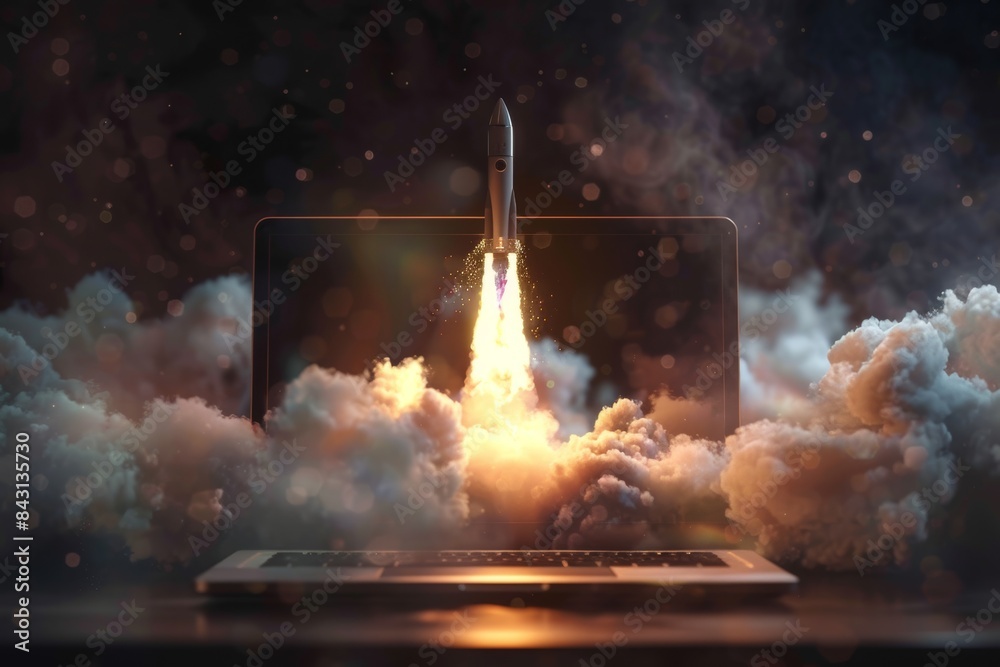 Startup concept. Start of management and marketing idea. Business launch of spaceship. Internet project and rocket. Creative technology and strategy. Innovation system Startup concept. Start of management and marketing idea. Business launch of spaceship. Internet project and rocket. Creative technology and strategy. Innovation system