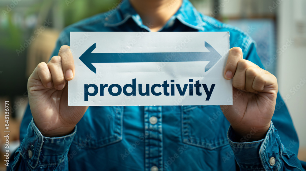 Worker is deciding which direction to take for productivity Worker is deciding which direction to take for productivity