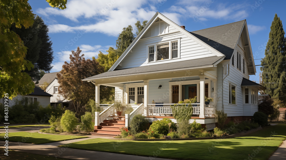 View on the cozy country house with cute garden View on the cozy country house with cute garden