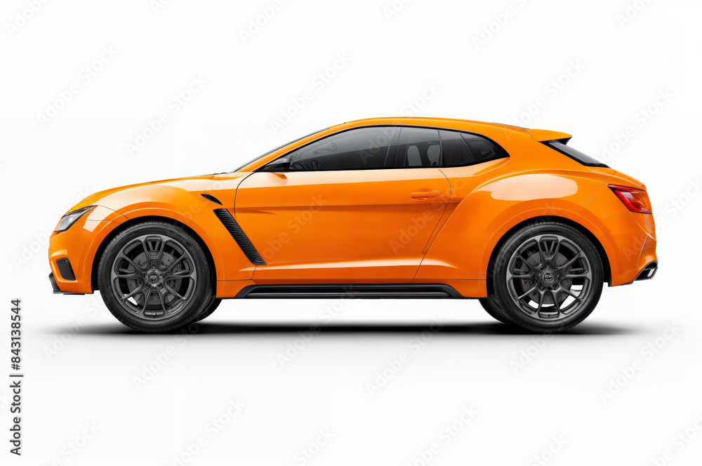 Fototapeta premium Lateral view of a modern suv isolated on a white background