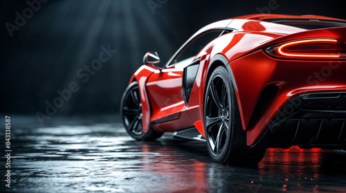 Rear view of a modern red generic sport car