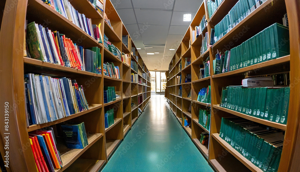 図書館の通路。たくさんの本が並ぶ図書館のイメージ素材。Library corridor. Image of a library with many books lined up. 図書館の通路。たくさんの本が並ぶ図書館のイメージ素材。Library corridor. Image of a library with many books lined up.