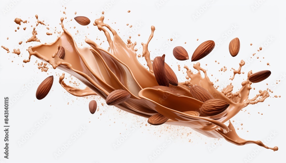 Naklejka premium chocolate splash with alomond