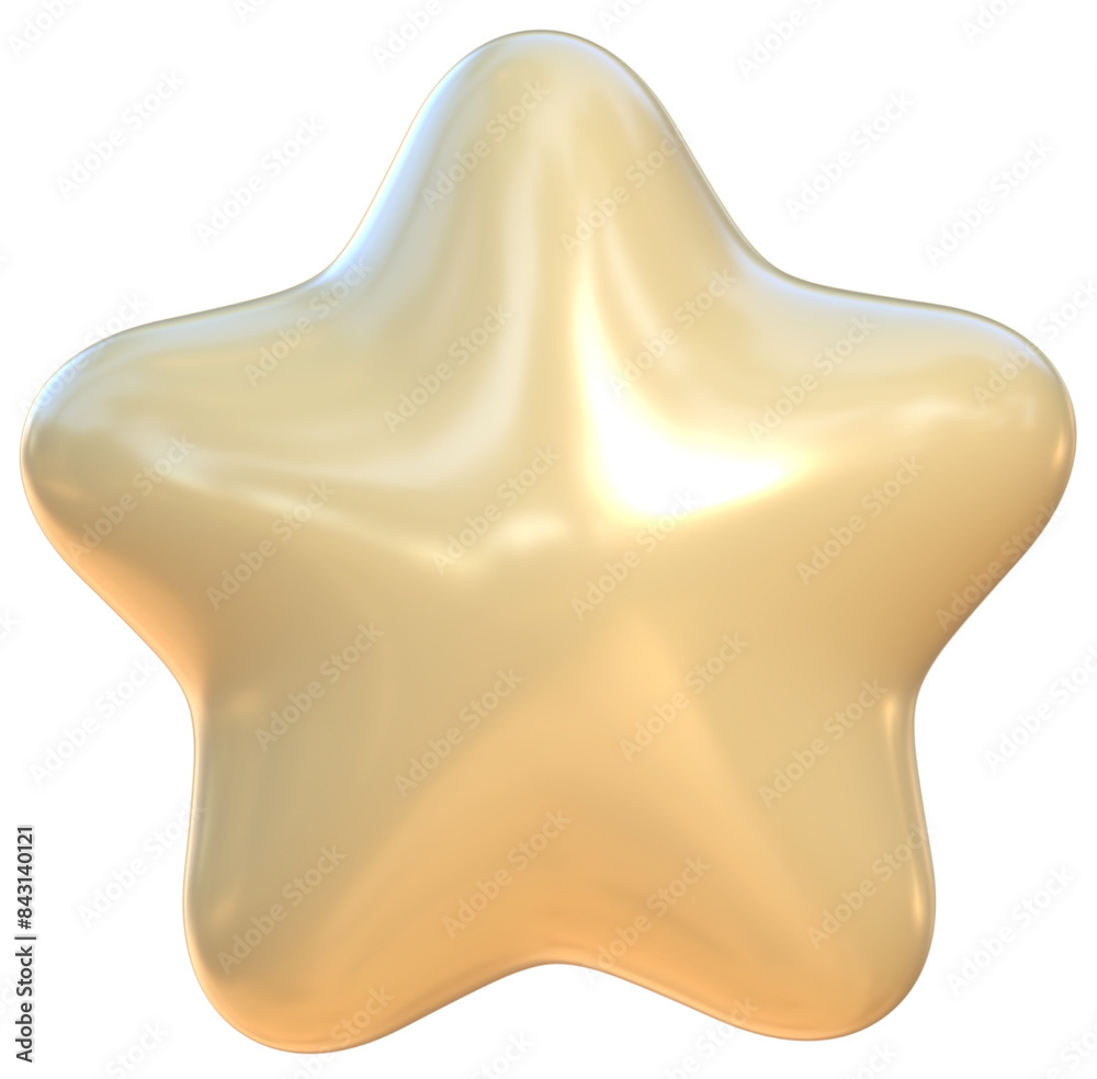 Cute 3D yellow star pastel stationery kawaii stickers illustration