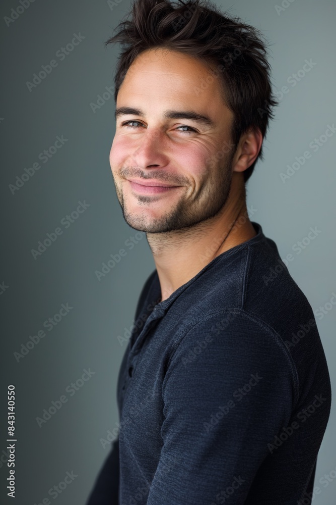 Man posing confidently in studio, isolated background. Attractive and cheerful Man posing confidently in studio, isolated background. Attractive and cheerful