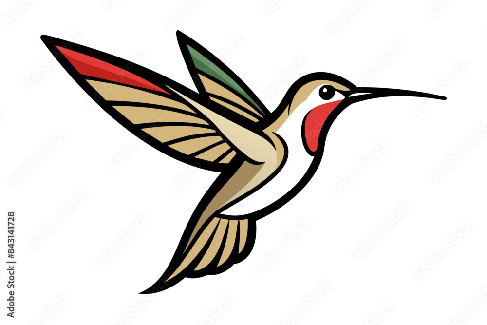 Obraz premium Ruby-throated Hummingbird different style vector illustration line art