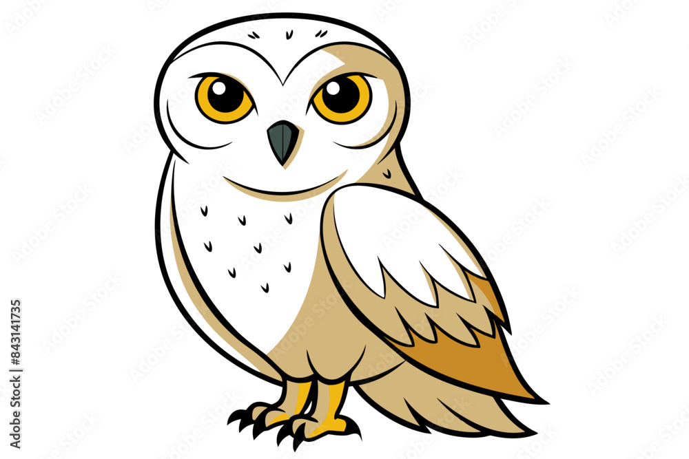 Obraz premium Snowy Owl different style vector illustration line art