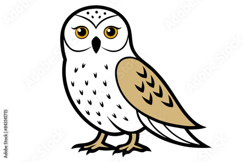 Snowy Owl different style vector illustration line art
