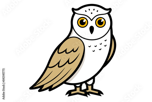 Snowy Owl different style vector illustration line art photo