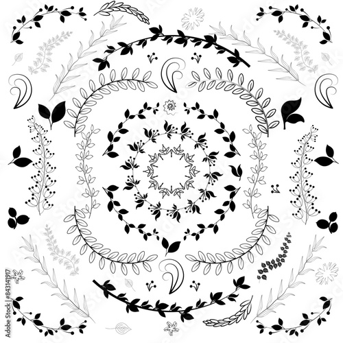 Branches with leaves decorative floral vector image set