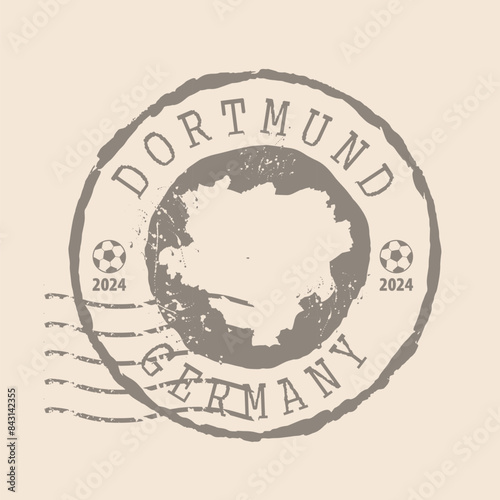 Stamp Postal of Dortmund. Map Silhouette rubber Seal.  Design Retro Travel. Seal  Map of Dortmund is city of  Germany grunge  for your design.  EPS10 photo
