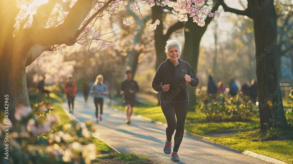 Obraz premium Park Fitness: Elderly Brisk Walk