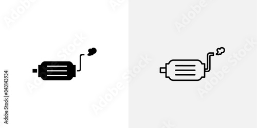 Exhaust pipe vector icon set.