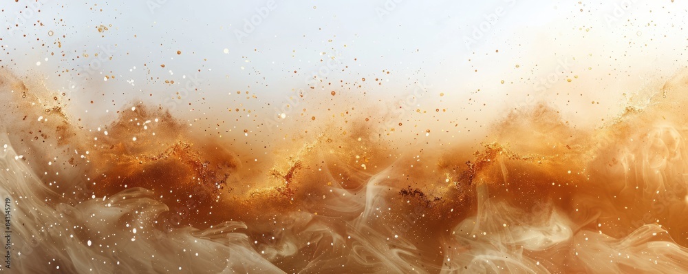 watercolor beige ink and sparkling gold splashes, picture, white background, Background of flowing golden sand and smoke, in the style of digital art with copy space watercolor beige ink and sparkling gold splashes, picture, white background, Background of flowing golden sand and smoke, in the style of digital art with copy space