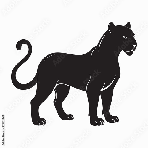 jaguar silhouette black animal isolated on white background photo