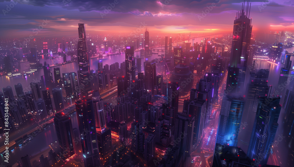 Fototapeta premium Colorful Skyline Dusk