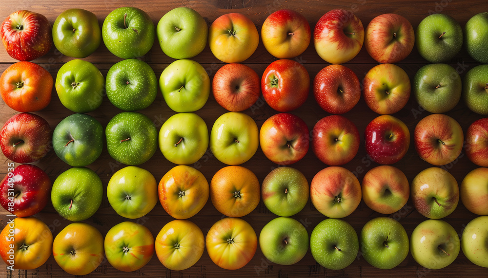 Fresh Apples in Rows Fresh Apples in Rows