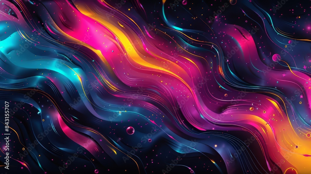 Abstract Wavy Pattern With Pink, Blue, And Yellow Abstract Wavy Pattern With Pink, Blue, And Yellow
