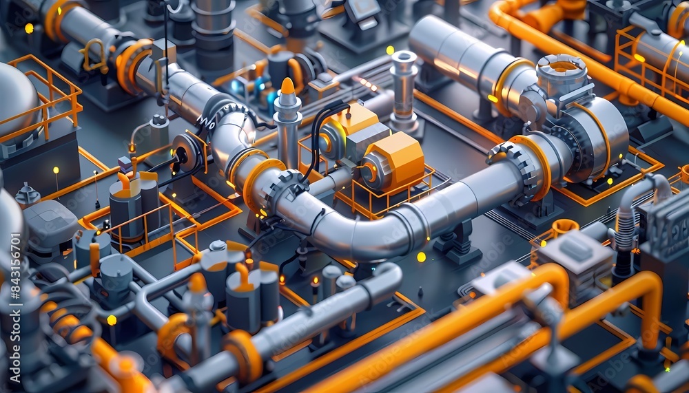 Flat design digital manufacturing technology with automated robotic arms, smart factory setting Flat design digital manufacturing technology with automated robotic arms, smart factory setting