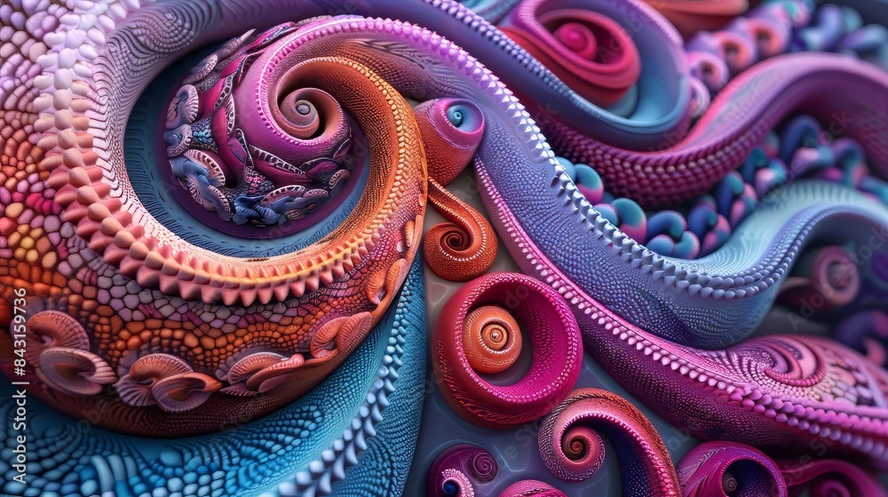 Abstract 3D Swirls in Pink, Blue, and Orange Abstract 3D Swirls in Pink, Blue, and Orange