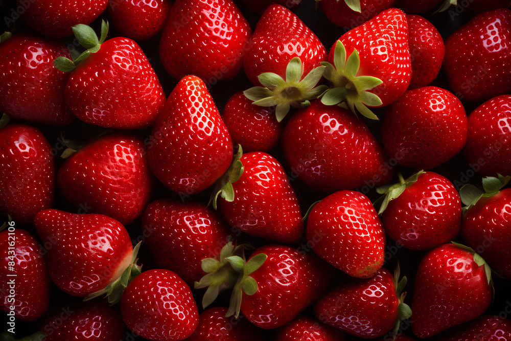 Fresh ripe perfect strawberry - Food Frame Background