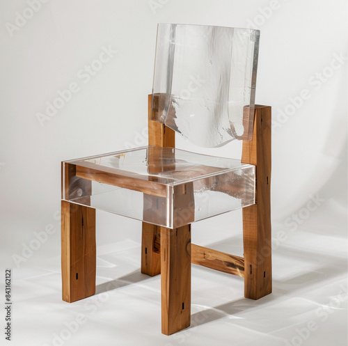 Chair made of sheets or backrests made of acrylic in a wooden frame