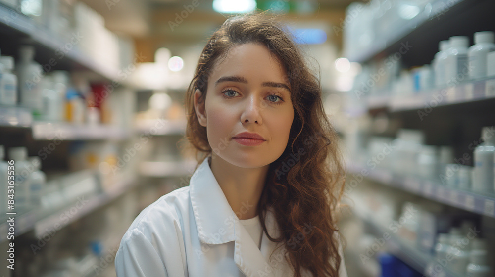 female pharmacist in her work female pharmacist in her work