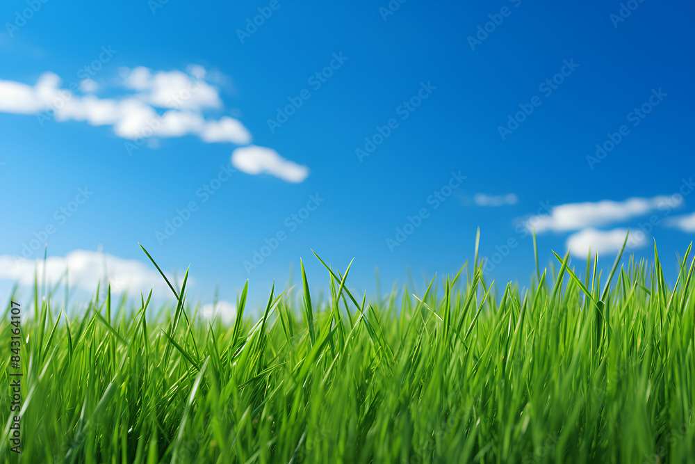 Green fresh grass against the blue sky Green fresh grass against the blue sky