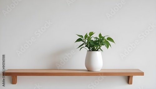   Clean Aesthetic Scandinavian style table   shelf with decorations. minimalist interior.