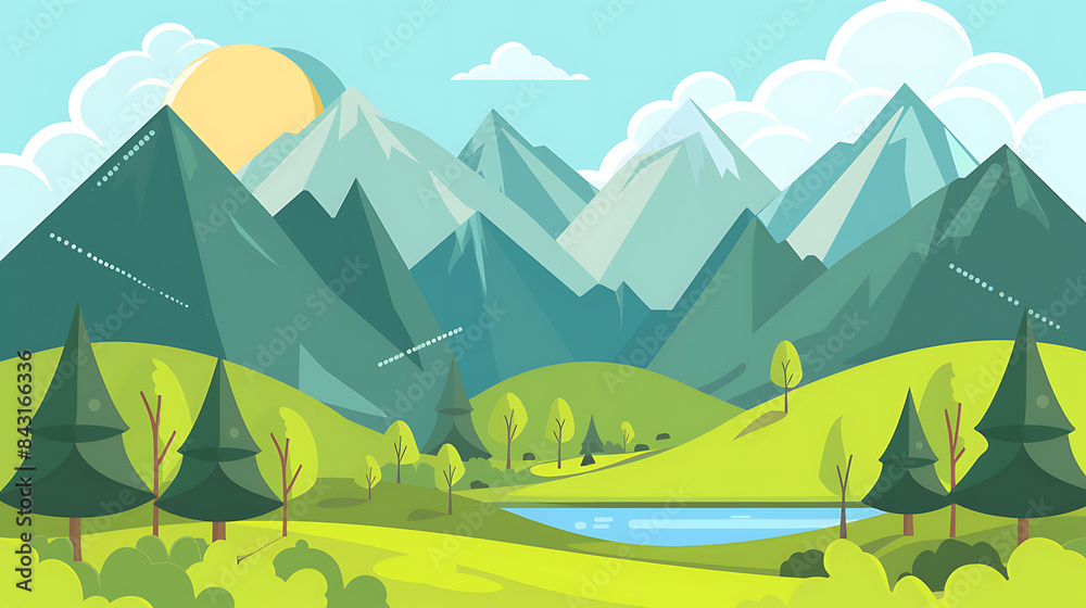 Obraz premium flat landscape illustration